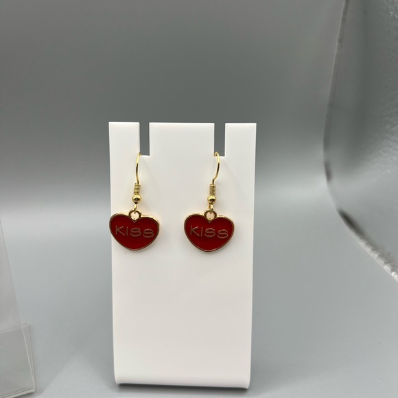 ❤️3/$8❤️ Heart-Shaped Red Earrings - Handmade #156 - Picture 2 of 5
